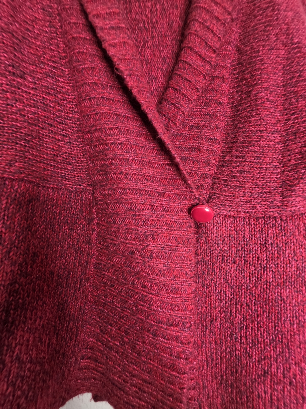 Jones New York Signature Womens Red Chunky Knit V-Neck Cardigan Dolman Sz L - Picture 6 of 12